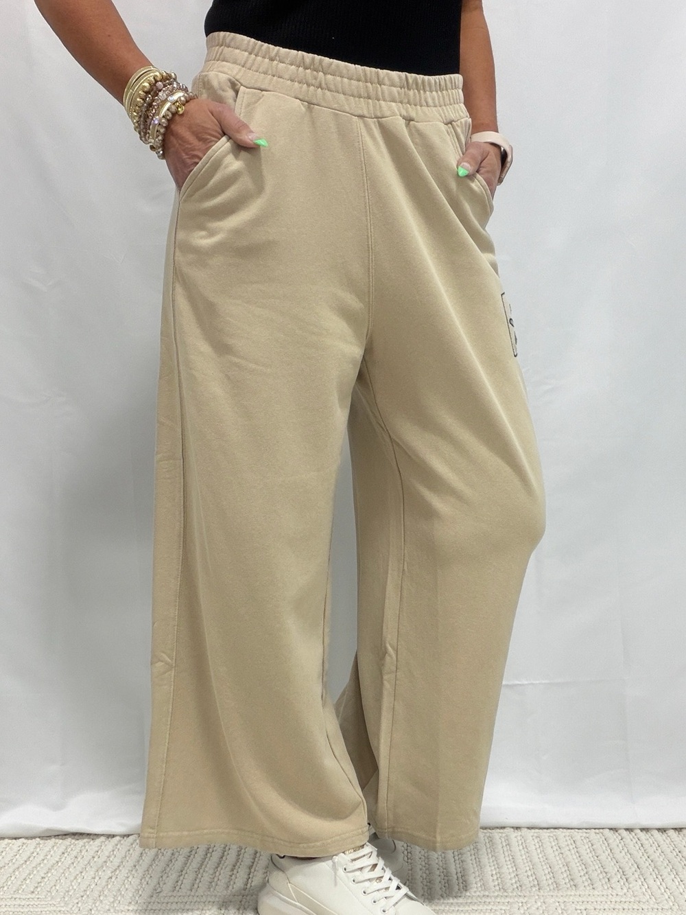 NWT🤎Easel Mineral Washed Terry Knit Pants Khaki Small